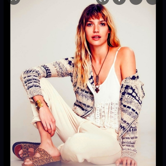 * RARE FIND* Free People Crochet Moto Jacket in Midnight Combo (white). … - Picture 3 of 10